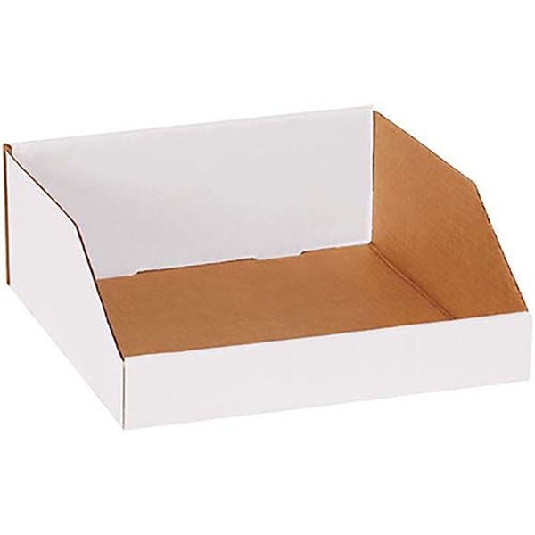 Box Packaging Corrugated Storage Bin, 200#/Ect-32-B Corrugated, 12 in W, White BSBNMT12124